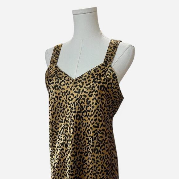 Y2K Cabernet Brown & Black Leopard Print Satin Glam Maxi Nightgown Slip Dress S - Picture 4 of 7